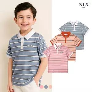 [NIXKIDS]유니) 16 S 싱글 - 카라 스트라이프 티셔츠 (레귤러핏)(FKRMCTC701P)