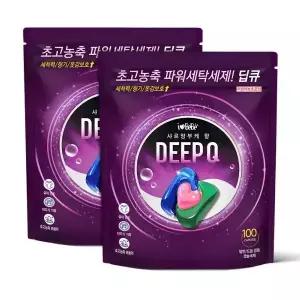 딥큐 3in1 샤르망부케 100개입+100개입 캡슐세제 실내건조 고농축 대용량 세탁 드럼세탁기 세제