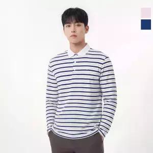 웨스트우드 남성 스트라이프 긴팔 폴로티_WO2MCTP443