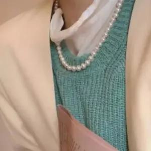 4mm 6mm 45cm 여성 진주알 체인 목걸이 레이어드 길이조절 여유줄