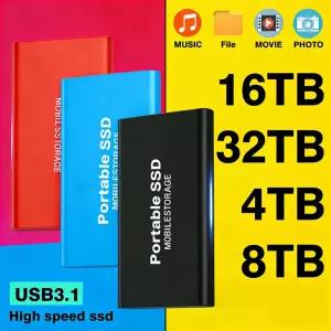 32TB 휴대용 SSD 기존 외장형 하드 드라이브 USB 3 TypeC 고속 솔리드 디스크 대용량 저장 장치