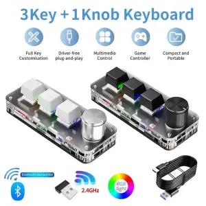 2.4G 3 키 사용자 정의 Bluetooth 키보드 매크로 손잡이 복사 붙여 넣기 단축키 E-스포츠 게임 미니 기계식