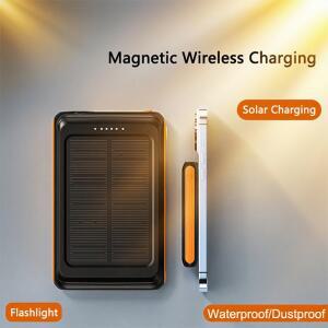 5000mAh 마그네틱 무선 충전기 Magsafe 태양광 보조배터리 (아이폰 16, 15, 14, 13 미니 호환) 휴대용 유도