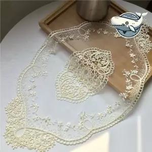 북유럽 자수 디자인 테이블 매트 깔개 베이지 식탁깔판 티매트 테이블식탁매트