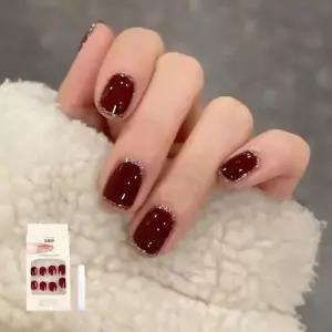 버건디 젤네일팁 네일 손톱 인조손톱 여성스러운 아트 WFO8NU2