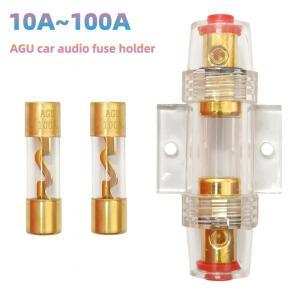 1개 AGU 10x38mm 퓨즈 & 홀더 10A 15A 20A 25A 30A 40A 50A 60A 70A 80A 자동차 오디오 용 스테레오 회로
