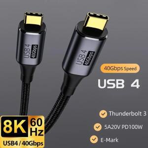 USB4.0 40Gbps 데이터 케이블 5A PD 100W 고속 충전 USB C- C 지원 Thunderbolt Macbook Pro 8K@60Hz