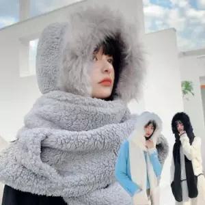 장갑 후드 퍼 목도리 겨울 장갑 목도리 퍼 후드