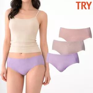 트라이 여성60수면팬티 면스판 국내산 삼각 플라워 베라 3매 세트