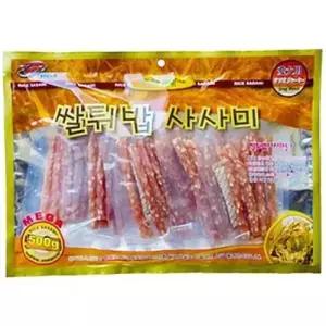 강아지 쌀튀밥 스틱 사사미 500g 5P 애견 덤벨 껌 WFODDTM