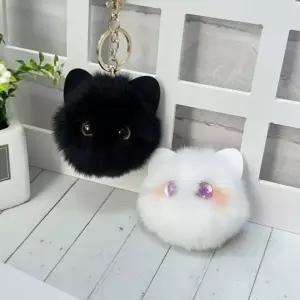 [하프클럽/]보들보들 폼폼 고양이 볼터치 동물 인형 가방고리 차량용 미니