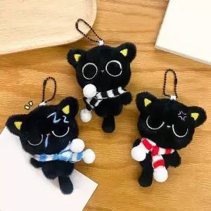 [하프클럽/]목도리맨 블랙 야옹이 검은 고양이 가방걸이 검정 네로 인형 백