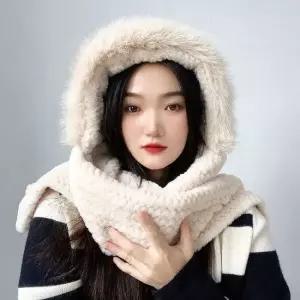 후드 머플러 베이지 겸용 아이템 선물 귀여운 목도리 따뜻한