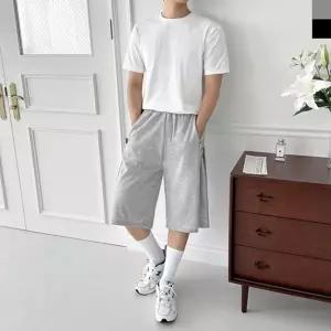 [옷자락] 남자 데일리 캐주얼 사이드 스냅 버뮤다 와이드 팬츠
