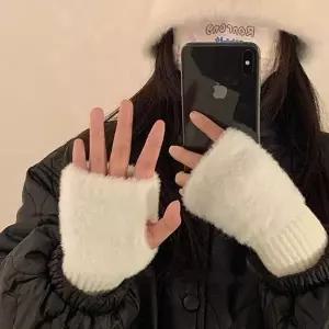 [하프클럽/]털 니트 핸드워머 반장갑 청순 코디 따뜻한 손토시