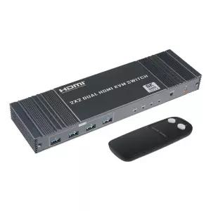 2x2 고해상도 DP HDMI KVM 스위치 분배기 8K 60HzKVM선택 HDMI선택 디스플레이선택 사운드선택 오디오선택