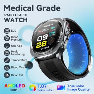 노야파 신형 ECG+PPG 혈중 지방 요산 건강 모니터링 스마트워치 남성 심박수 혈압 블루투스 통화 스마트워