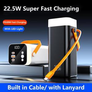 80000mAh 파워뱅크 USB C 케이블 포함 휴대용 PD 22.5W 고속 충전기 아이폰 삼성 화웨이 샤오미 외장 배터