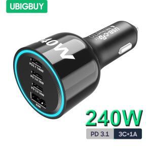 Ubigbuy 차량용 충전기 PD 3.1 140W PPS 45W 초고속 충전 USB C 차량용 전화 어댑터, 맥북 프로 아이폰 삼