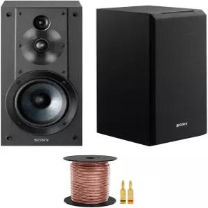 소니 SSCS5 3방향 3드라이버 책장 스피커 시스템 블랙 번들 100피트 16AWG 와이어 2개 품목