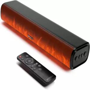 Rythflo 60W 블루투스 사운드바 리모컨이 있는 16인치 컴팩트 TV 8가지 플레임 라이트 모드