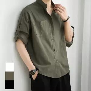 [룽스_65]베이직 데일리스타일링 셔츠 7부린넨 남자7부셔츠