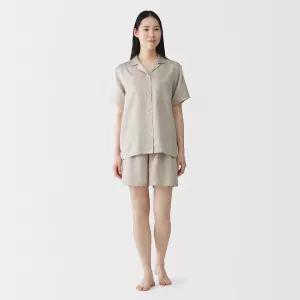 [무인양품] 여성 소프트 새틴 반소매 파자마 FD1N9A6S