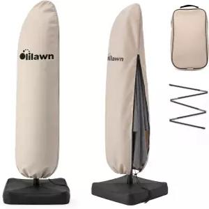 OLILAWN 600D 방수 우산 커버 7-10피트 오프셋 캔틸레버 및 스트레이트 폴 파티오용 자외선 저항 페이드
