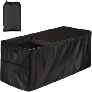 지퍼와 드로스트링이 있는 데크 박스 커버 파티오 가구 정원용 방풍 야외 보관함 블랙 - 130cm x