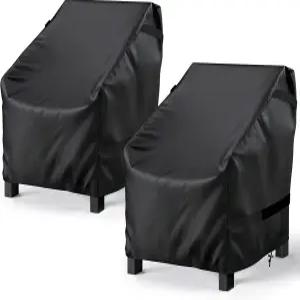 LBTING 야외 의자 커버 2팩 파티오 회전 29W x 30D 36H 인치 420D 옥스포드 방수 방풍 방진 가구 - 블랙