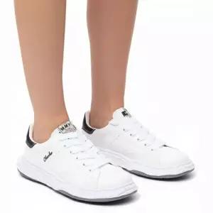 메종 미하라 야스히로 찰스 OG 솔 캔버스 로우탑 스니커즈 A12FW703 화이트