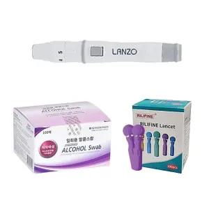란조 사혈기 + 릴리파인 란셋 30G 100개 + SD 알콜솜 100매