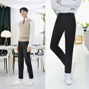 (빅사이즈) 허리조절 블랙 교복바지 남자 -6XL 남자교복 고등학교교복 (W8C87C6)