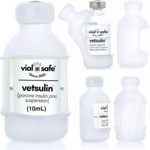 반려동물에게 안전한 바이알TM 인슐린 보호 케이스 병 및 10mL 커버 - Vetsulin 적합 2팩 클리어