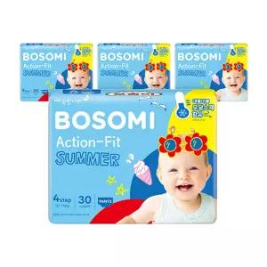 보솜이 액션핏 썸머 팬티 기저귀, 대형, 30매, 4개(120매)