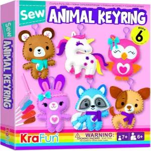 KRAFUN 유니콘 재봉 키링 키트 7세 용 7 8 9 10 11 12 예술 및 공예 학습 인형 개 토끼 너구리 올빼미
