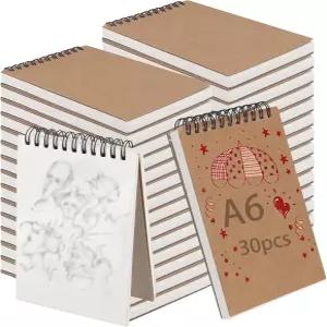 KINJOEK A6 스케치북 30장 120페이지 60매 상단 나선형 바운드 스케치 패드 그림 그리기 쓰기를 위한