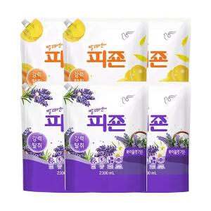 피죤 섬유유연제 리필 옐로우미모사 2.3L, 3개 + 바이올렛가든 2.3L, 3개