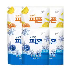 피죤 섬유유연제 리필 옐로우미모사 2.3L, 3개 + 블루비앙카 2.3L, 3개
