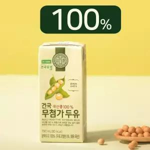 국산콩100%건국 무첨가두유190mL 32입/무가당 콩물원액두유 100% 무설탕 우리콩 본연의 순수한맛 고단백