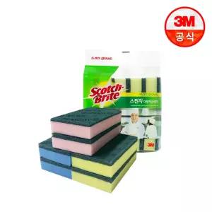 3M 스카치브라이트 다목적 항균 스펀지 수세미 대형 5개입 (3가지 색상)