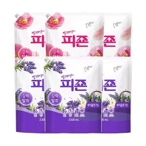 피죤 섬유유연제 리필 핑크로즈 2.3L, 3개 + 바이올렛가든 2.3L, 3개