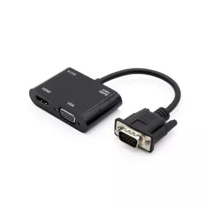 VGA to VGA HDMI 듀얼모니터 멀티포트 RGB 영상 컨버터 변환기 미러링 젠더 오디오케이블 DSUB 컴퓨터 USB