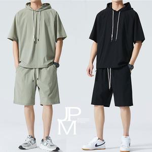 제이피엠 남자 후드 트레이닝복 세트 반팔 여름 운동복 상하의 세트 기능성 쿨원단 빠른건조 TS13