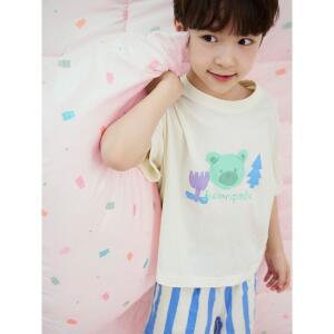 [BEANPOLE KIDS] 곰돌이 폴키 여름 잠옷 상하세트  스카이 블루 (BI5342U01Q)