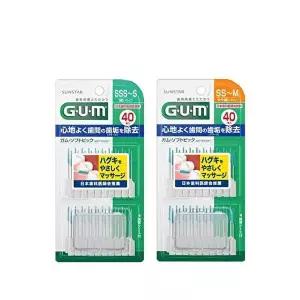 [GUM]GUM 검 치과 휴대 1회용 치간칫솔 부드러운 소프트픽 S,M (40p) 3개