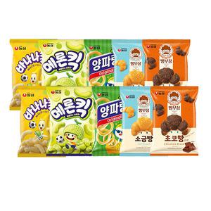농심 빵부장 초코빵 55g+소금빵55g+메론킥 60g+바나나킥 75g+양파링 80g각 2개 (총10개)