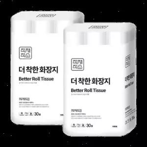 더 착한 화장지 무형광 3겹 30M 30롤 2개 총60롤
