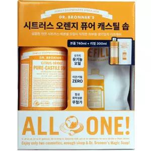닥터브로너스 시트러스 오렌지 퓨어 캐스틸 솝 740ml + 300ml 코스트코