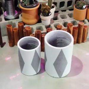 20x30 25x35cm) 2개셋모던 시멘트화분 긴원형 화이트 다이아/도기분/거실/도기/화분/도자기분/도자기/가정
